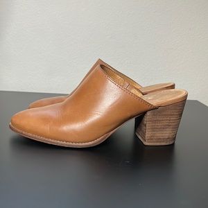 Madewell camel brown leather upper booties w heel sz 9.5